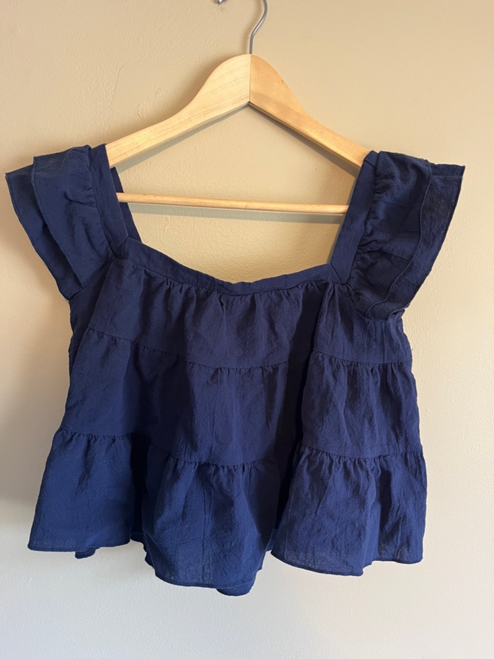 Women’s Navy Ruffled Tiered Sleeveless Top